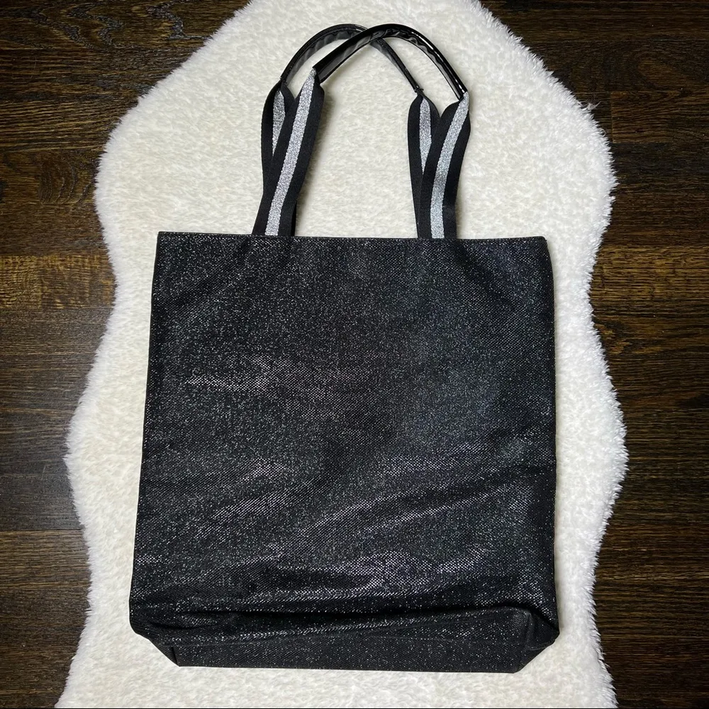 Victoria’s Secret Black and Silver Glitter Tote Bag - Image 9