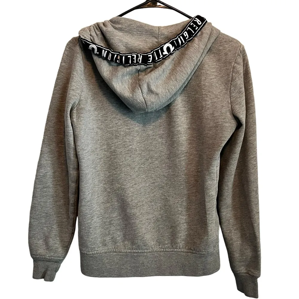 True Religion Logo Black Grey Zip Up Hoodie/Sweatshirt Size S - Image 3