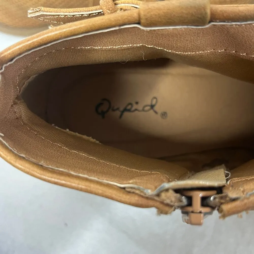 Qupid Nubuck Pointy‎ Toe Perforated Wrap Buckle Chunky Heel Bootie Boot Size 7 - Image 6