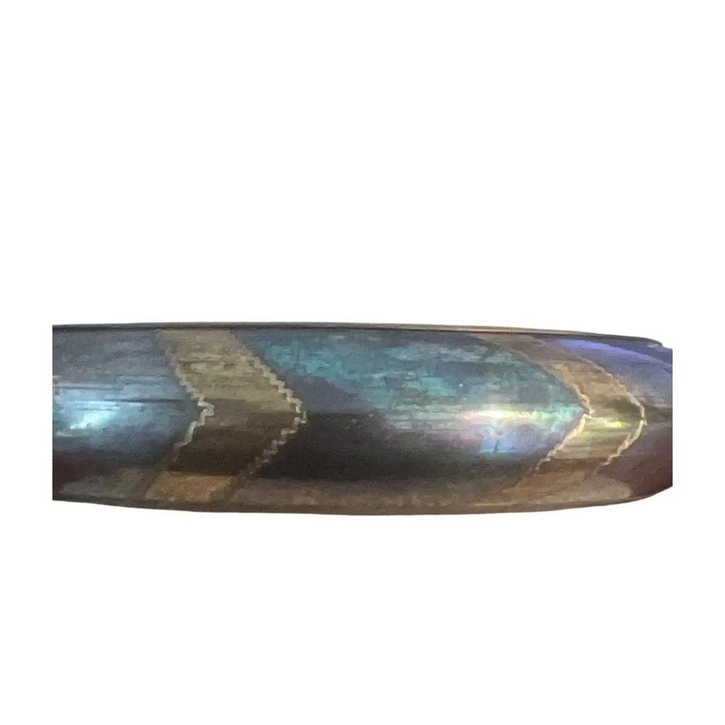 Vintage Carol for Eva Graham Brass Bangle Bracelet 2 Tone India Estate 8" - Image 2