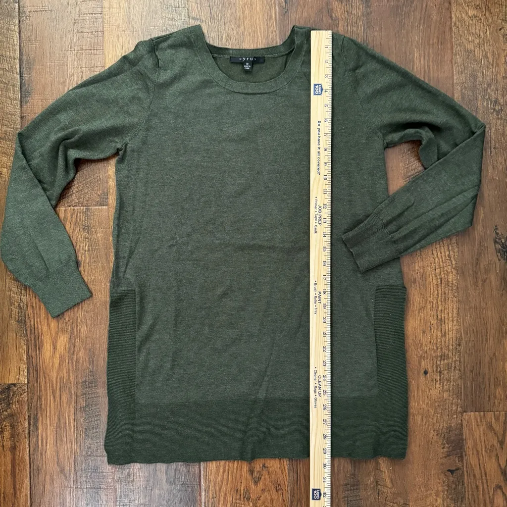 CYRUS green tunic sweater with side slits, size M - Image 6