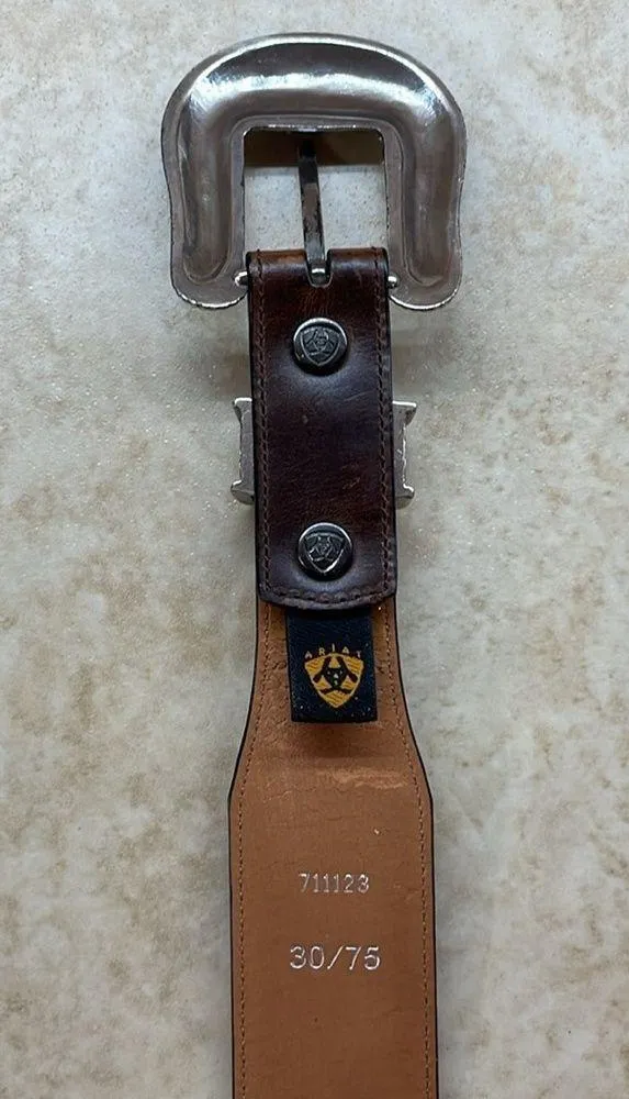 Belt Full Grain Leather Rhinestone Buckle Western 711123 Brown Size 30 - Image 7