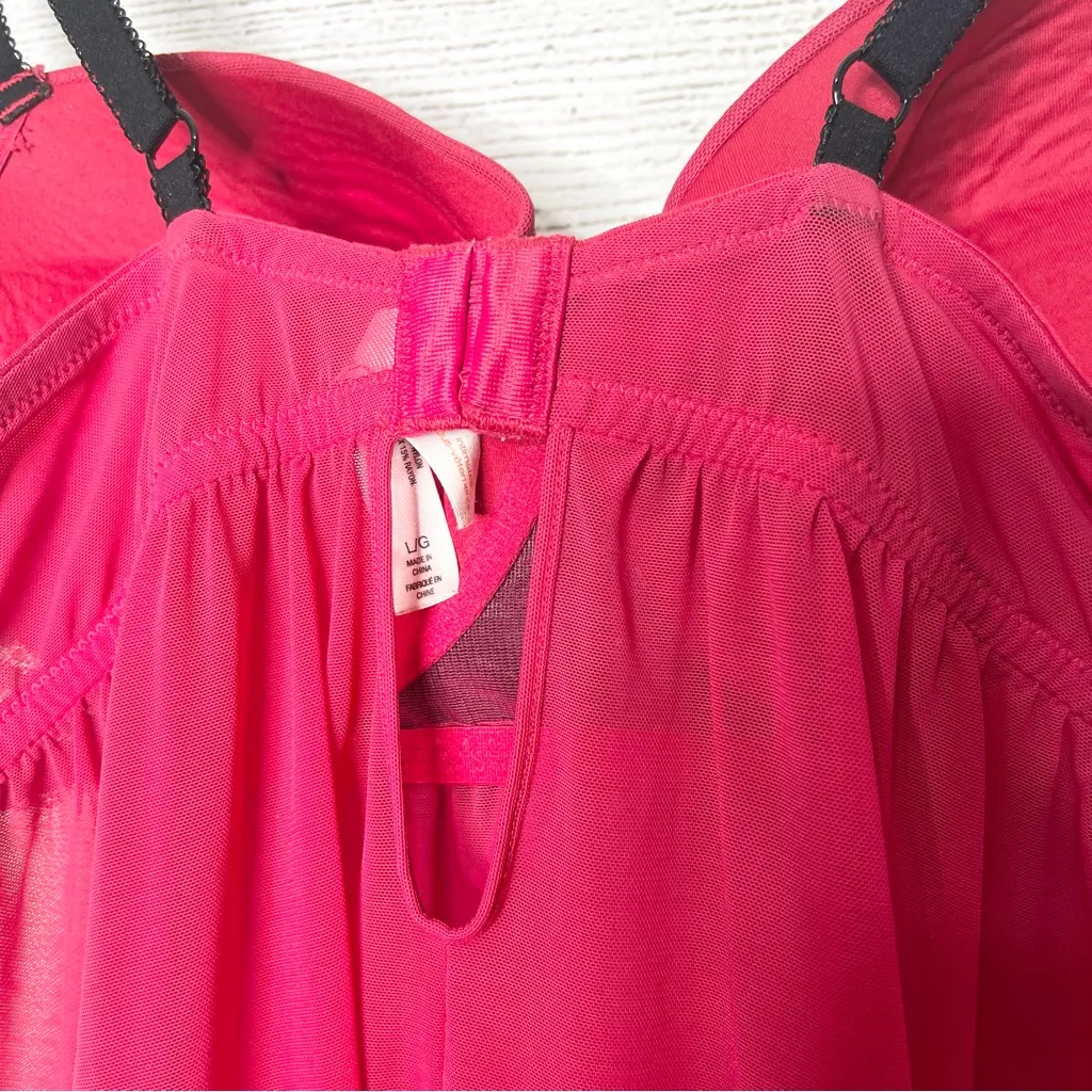 Gilligan & O’Malley Red & Black Lace Babydoll Chemise Sheer Lingerie Size Large - Image 8