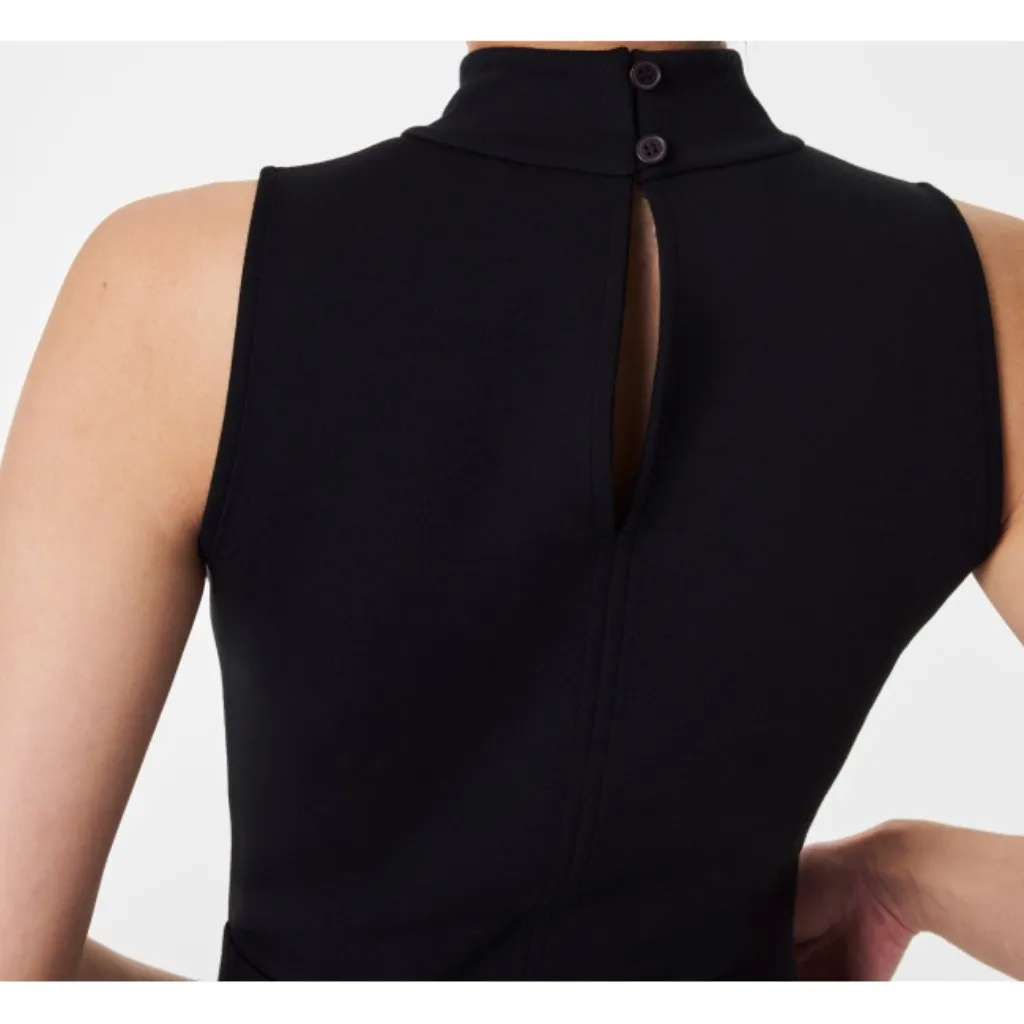 Spanx AirEssentials Mock Neck Striped Track Jumpsuit Very Black Wide Leg Romper - Image 4