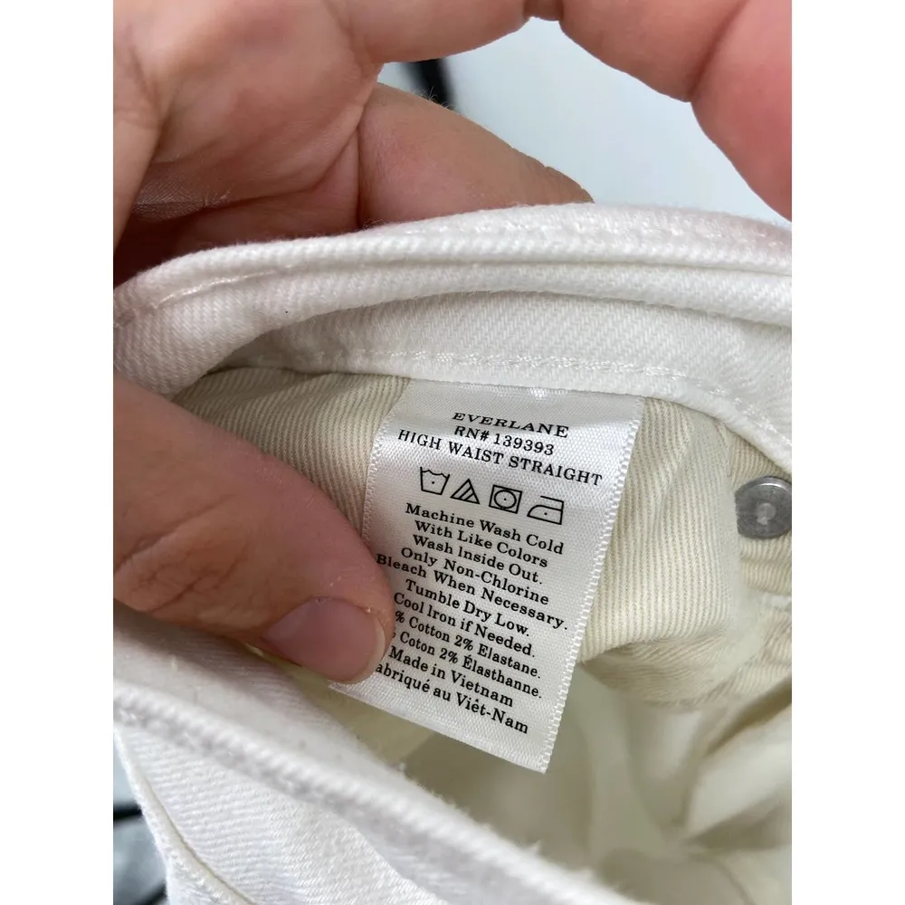 Everlane Solid White High Waist Straight Leg Ankle Jeans Size 27 - Image 5