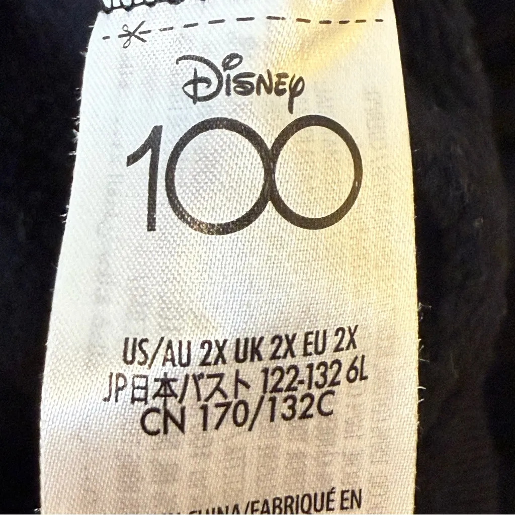 Disney 100th Anniversary 2XL Full Zip Hoodie Black Sweatshirt Embroidered Mickey - Image 8