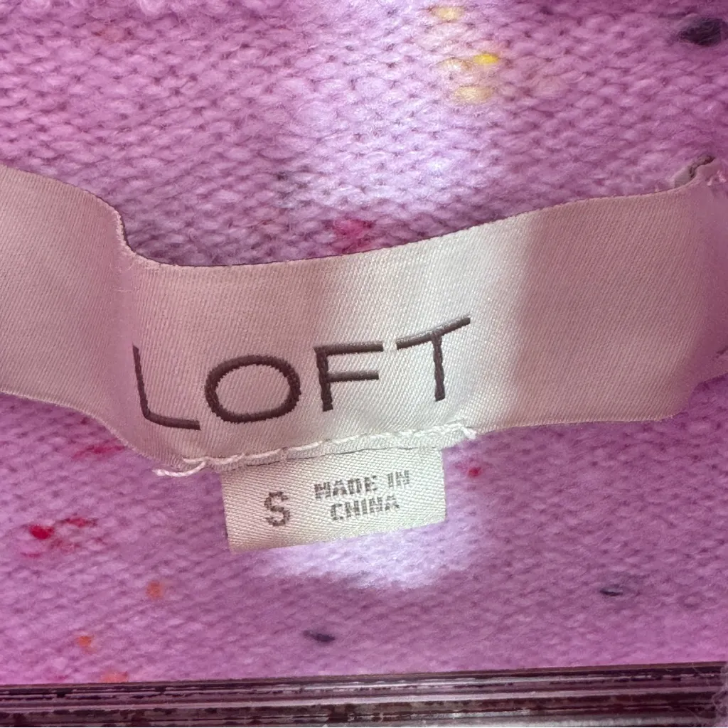 Loft Confetti Speckled Turtleneck Multi Knit Sweater Lilac Purple Small - Image 10