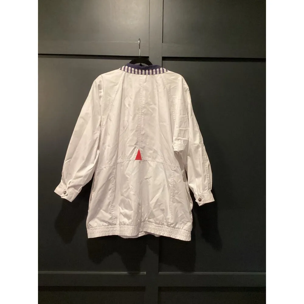 Vintage Current Seen White Gold Button Jacket Nautical windbreaker Bomber 1X - Image 2