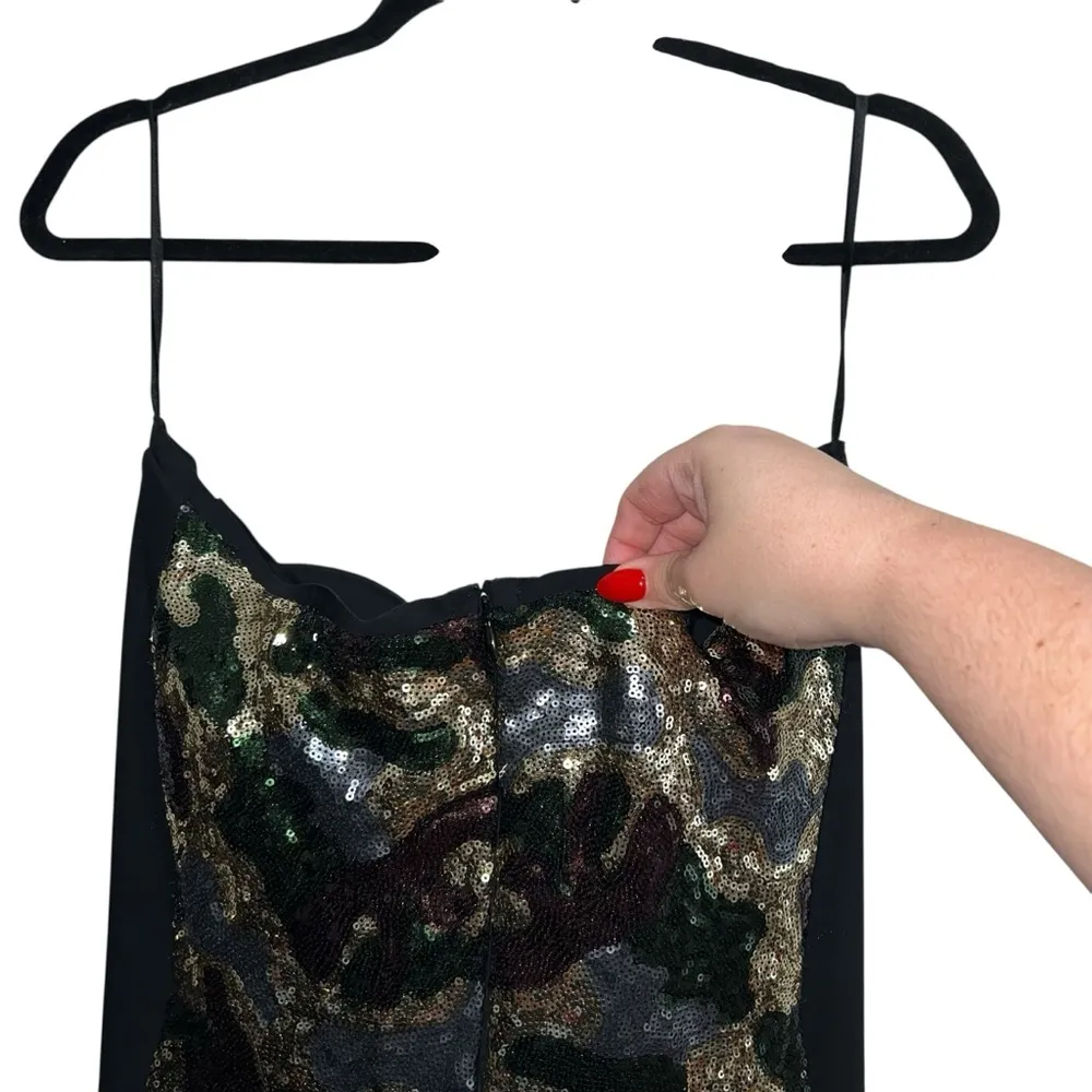 NEW NWT Chiara Boni La Petite Robe Merlina Strapless Maxi Gown Camouflage Sequin - Image 11