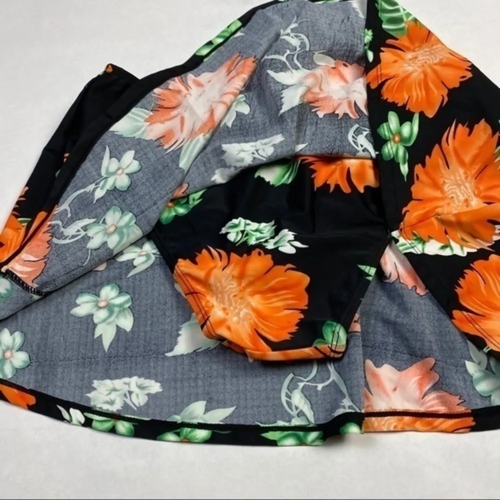 Sfanka Floral‎ Print Skirted Bikini Bottom Black Size XL - Image 7