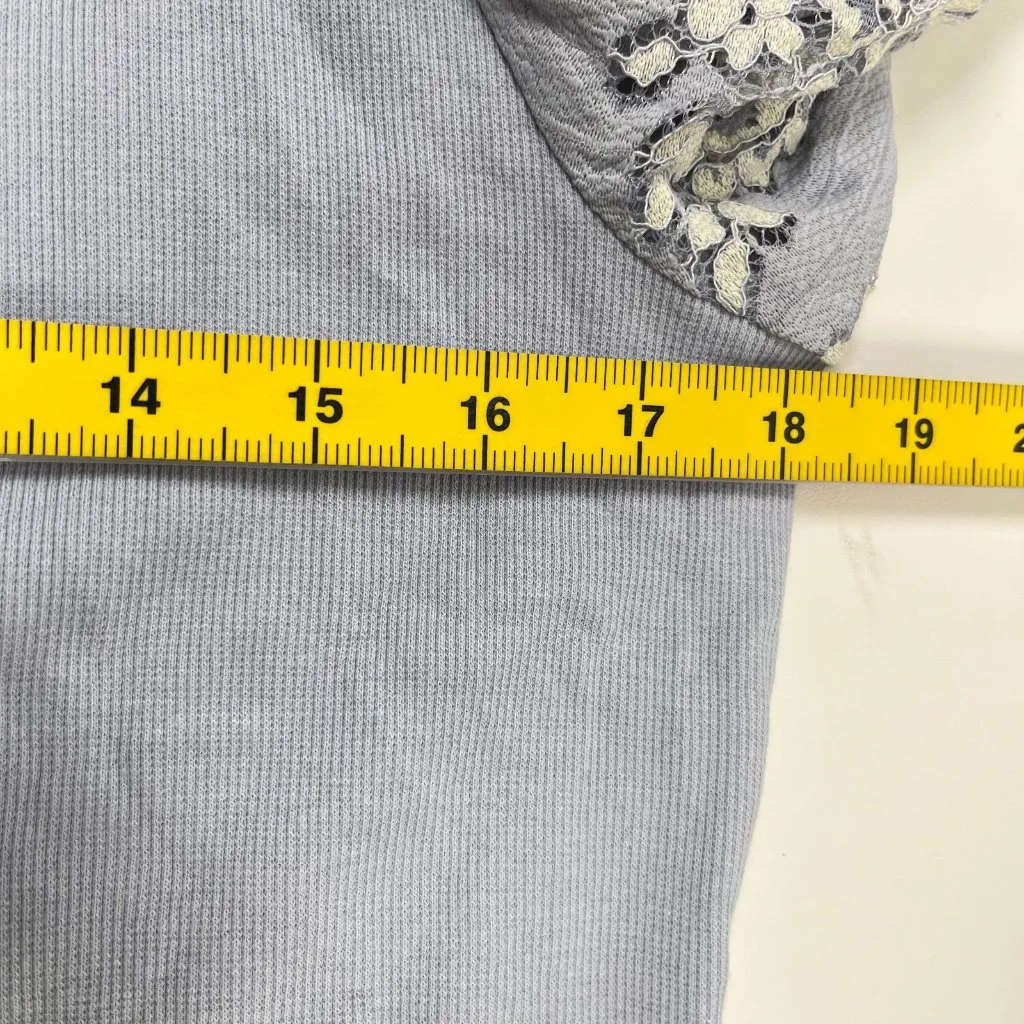 NWOT Anthropologie DOLAN Lace Puff-Sleeve Top Blue Size XL Long sleeve - Image 15