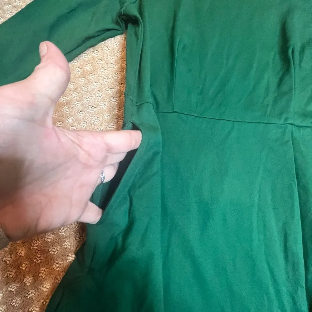 J. Jill Ponte Knit Green Dress Pullover Wrap Ruffle Modest Workwear Career SZ XS - Image 10