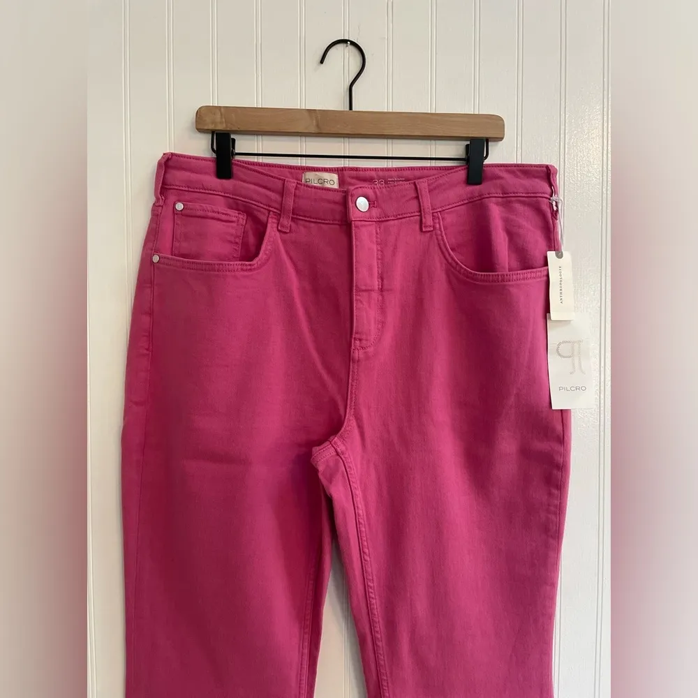 ANTHROPOLOGIE Pilcro The Yaya Mid-Rise Crop Flare Jeans Barbiecore Size 33 NWT - Image 6