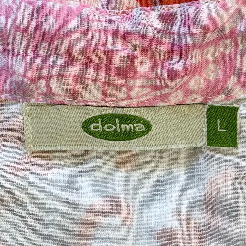 DOLMA Mira Lightweight Cotton Floral Button Down Dress w/ Pockets Sz L💛 Pink Size L - Image 8