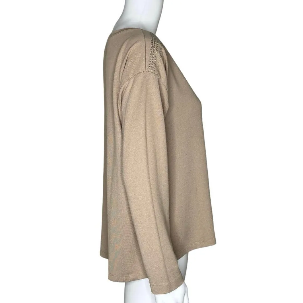 Hatley Sweater Womens Medium Beige Everyday Preppy Earthy Neutral Minimalist Tan - Image 2