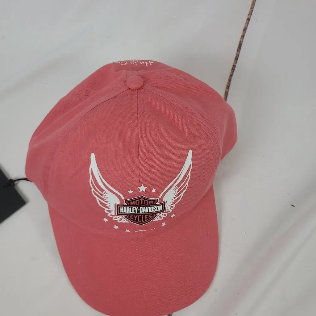 Harley Davison Motorcycles Hat Cap Women's Wounded Warrior Project Salmon NWT Orange - Image 8