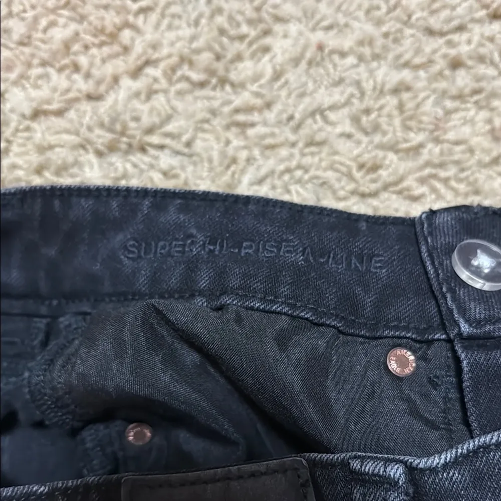 American Eagle Outfitters Black Super Hi-Rise A-Line Denim Skirt Size 2 - Image 4