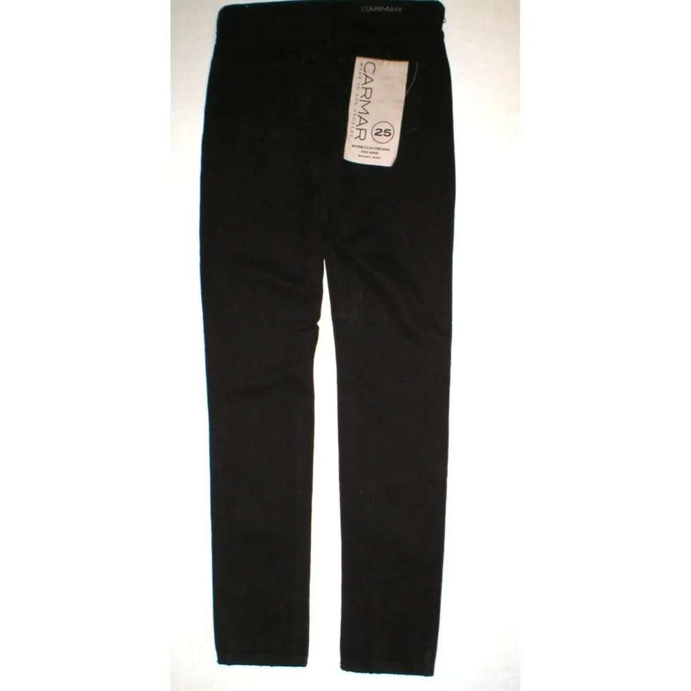 New NWT $216 Designer Carmar Skinny Destroyed Knee Brown Jeans Womens 25 USA - Image 5