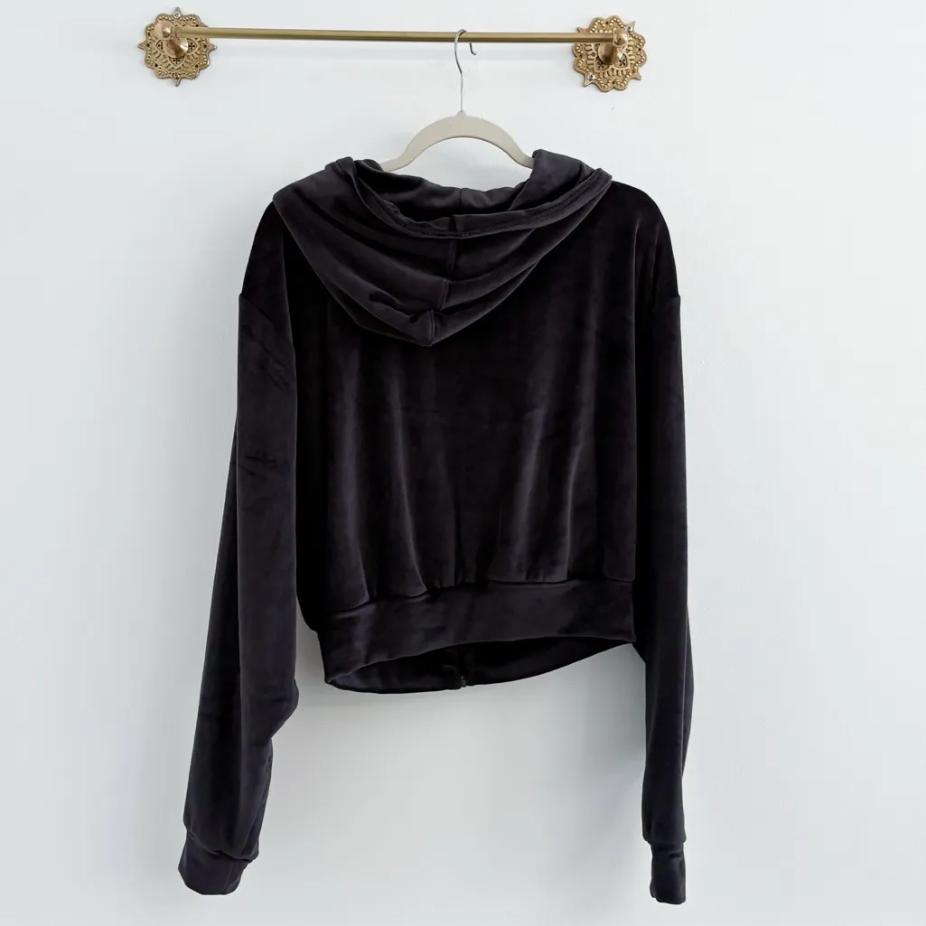 Skims Black Velour Hoodie Jacket 2XL - Image 7