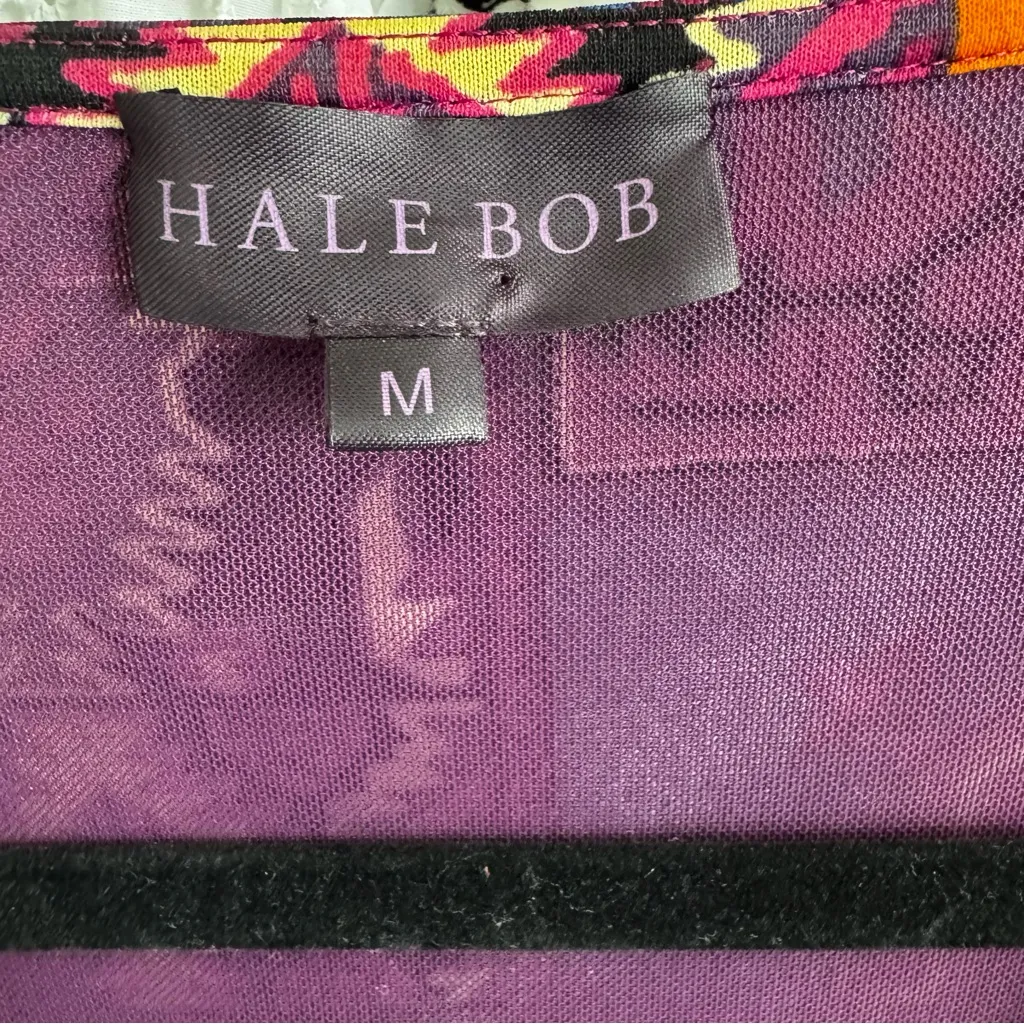 Hale Bob Paisley Purple & Orange Long Sleeved Dress Size Medium - Image 5