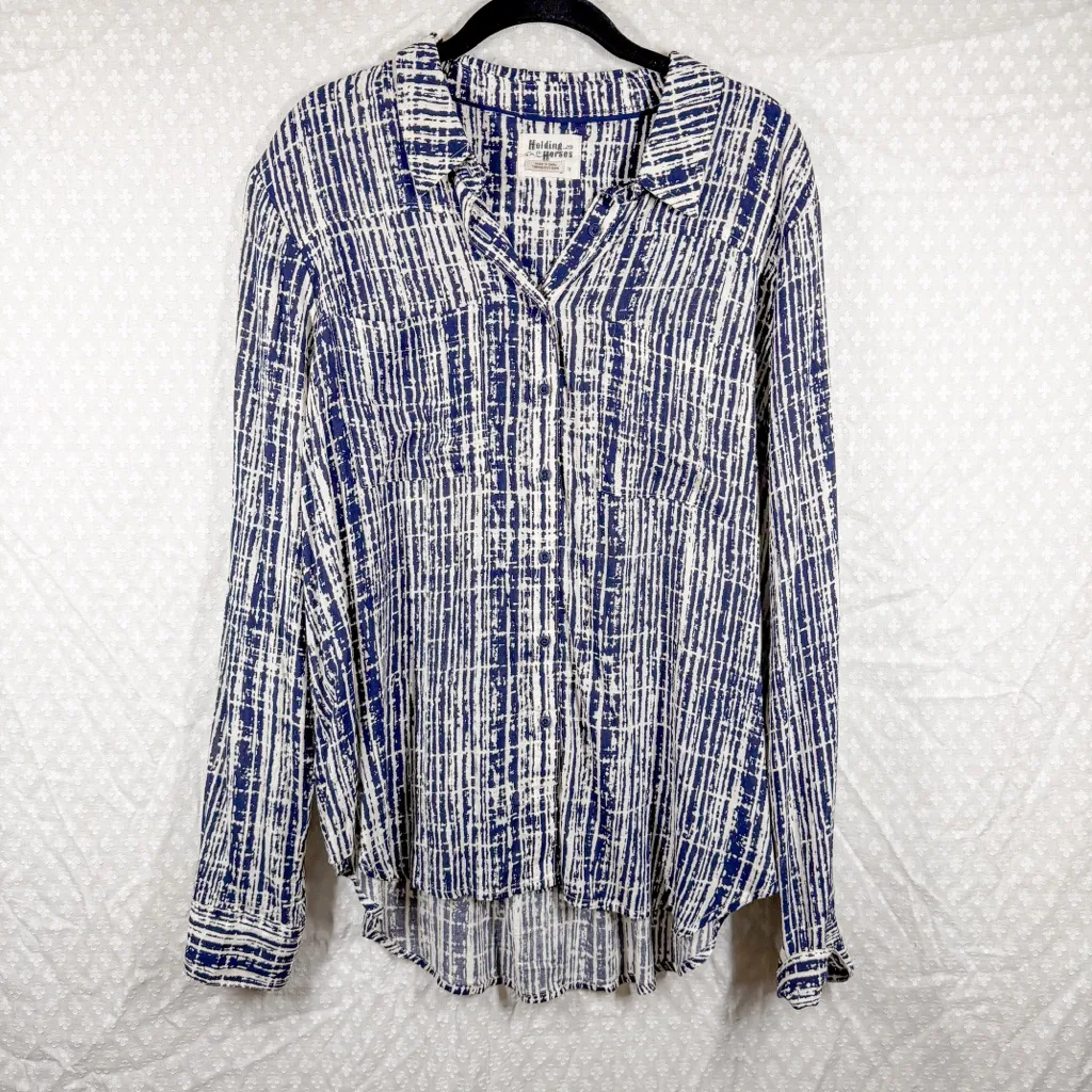 Anthropologie Holding Horses Blue White Sammie Striped Button Down Top - Image 2