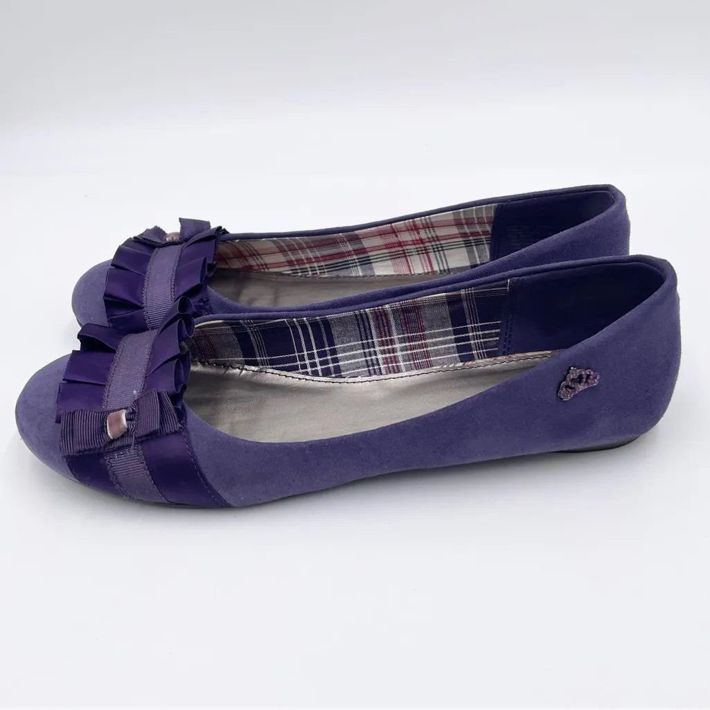 Fergalicious Alana Ballet Flats Size 9 Violet Nights Purple Ruffled Ribbon Y2K - Image 7