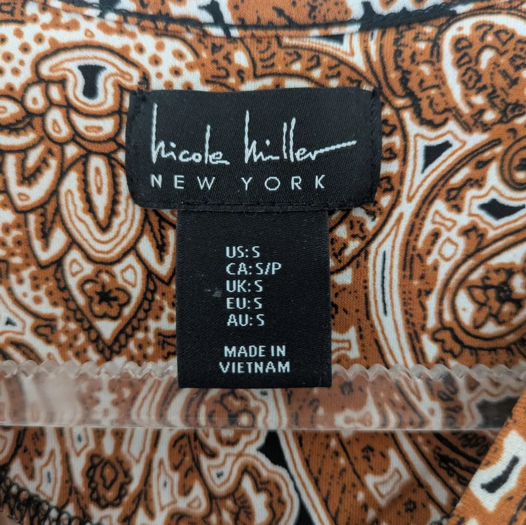 Nicole Miller Sleeveless A-Line Paisley Dress Small - Image 4