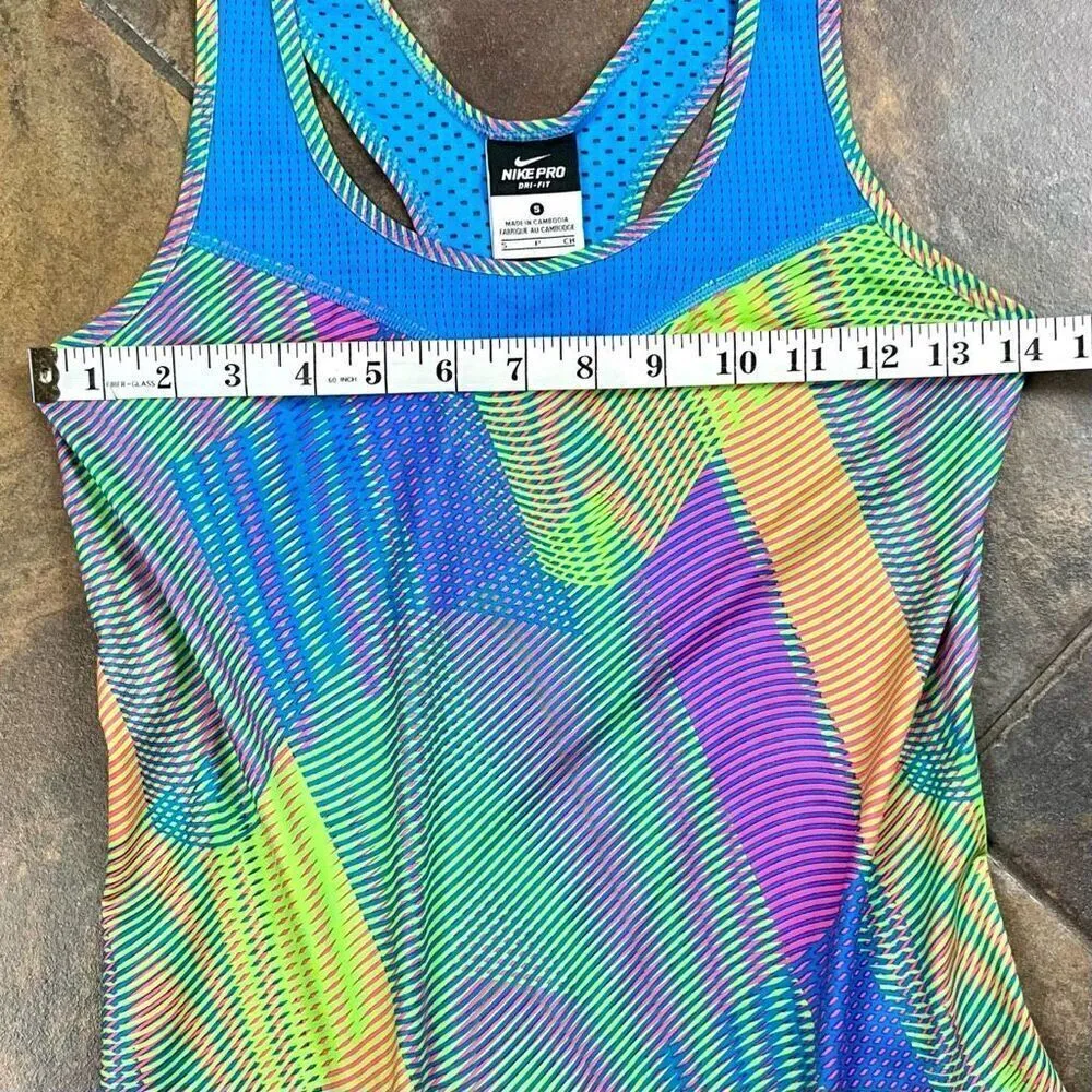 Nike Pro Dri-Fit Neon Mesh Active Wear Tank Top Small - Image 7