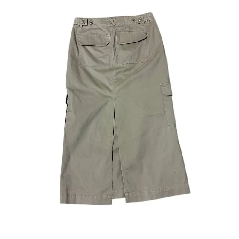Universal Thread‎ Khaki Cargo Maxi Skirt Utility Safari Style Size 4 - Image 3