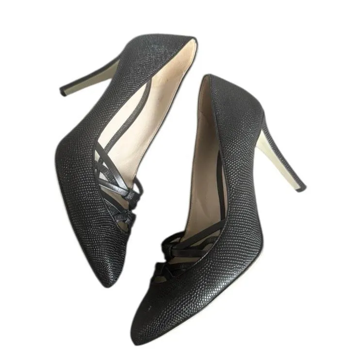 Jason Wu Black Textured Leather Heels 36.5 - Image 4