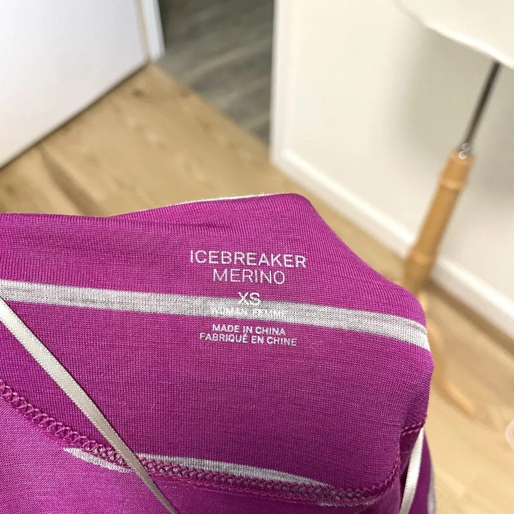 Icebreaker Merino Wool Blend Wrap Cardigan Sweater Purple Stripe size XS - Image 16