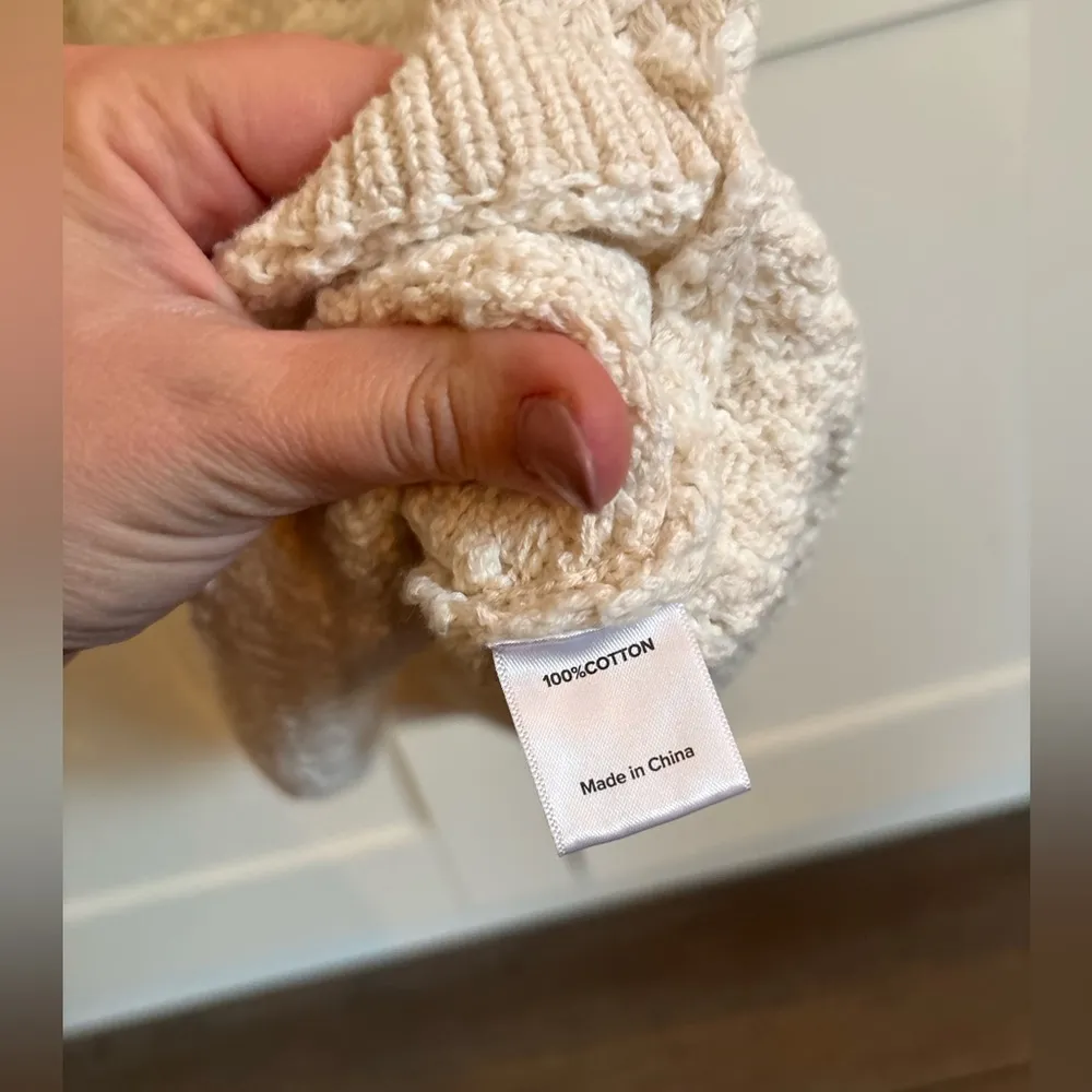 Evereve Sweater Tank Cable Knit Sleeveless Cream Beige Neutral Large - Image 5