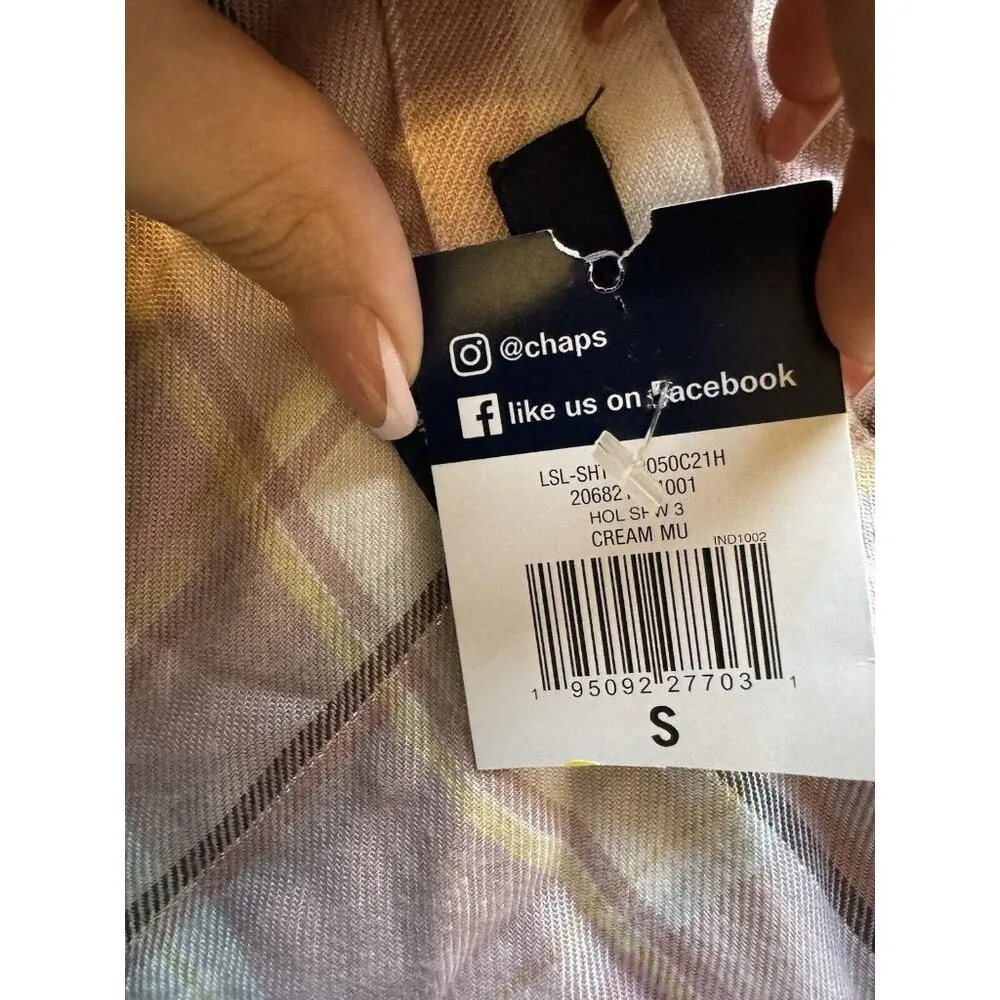 Chaps V Neck Long Sleeve Flannel Shirt Size Small Modern Designer Hiking Outdoor - Image 4