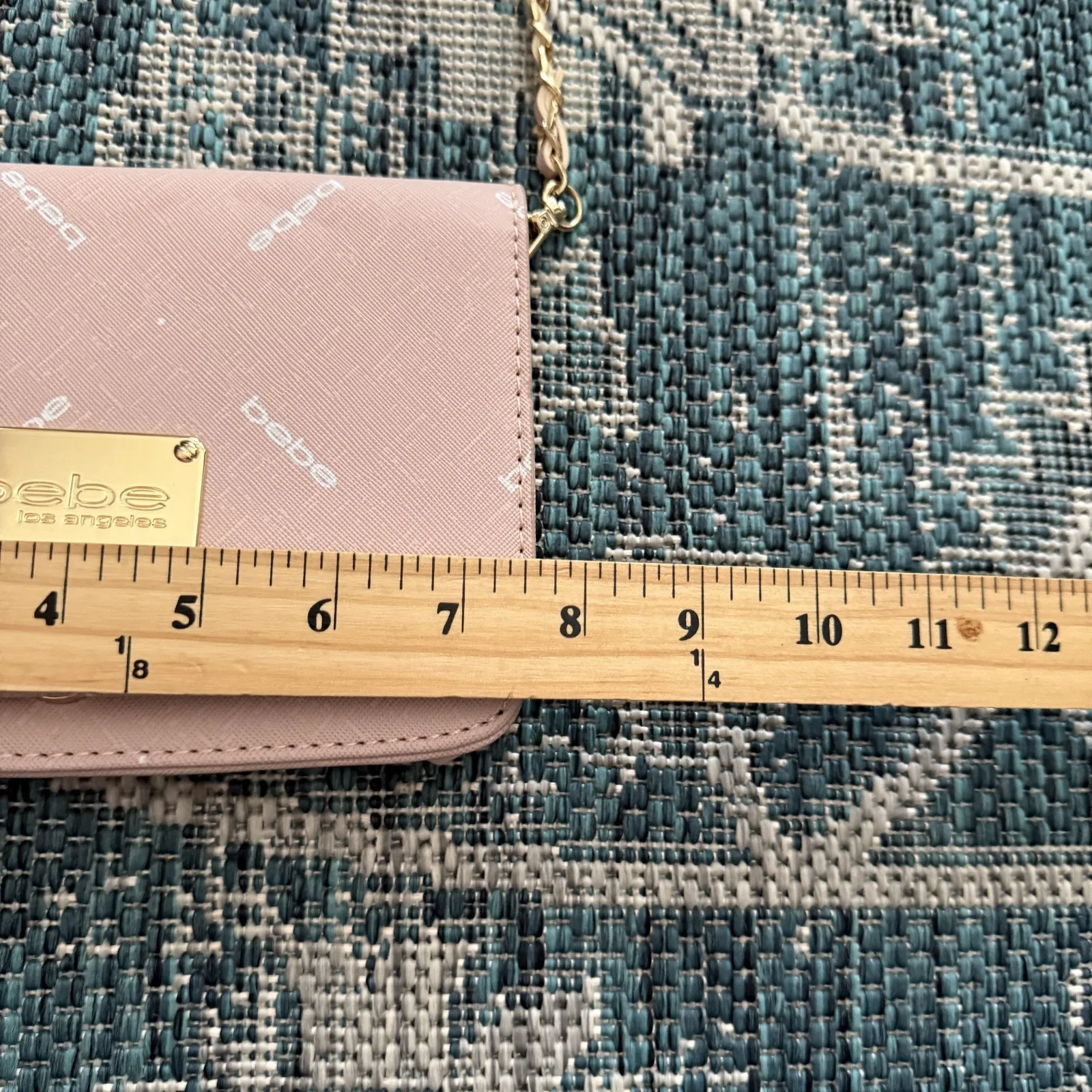 Bebe Crossbody‎ Bag Y2k Small Faux Leather Gold Chain Wallet Purse Embossed - Image 3