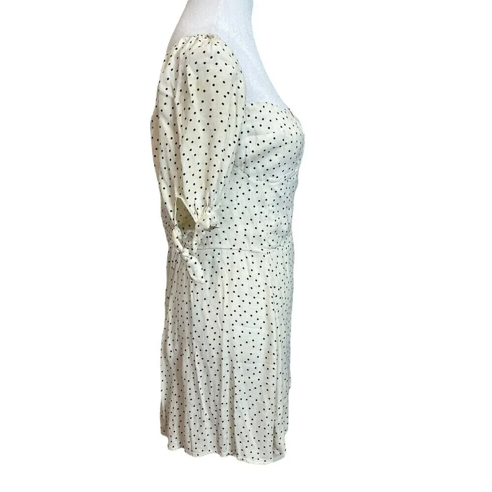 Reformation Quin Polka Dot Mini Dress Pepper Print Women’s Size 12 Smocked A-Lin - Image 7
