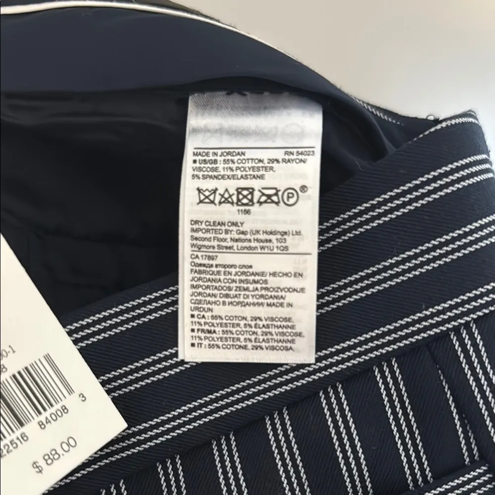 NWT Banana Republic Sloan Women’s Navy Blue and White Striped Pants Size 12 - Image 4