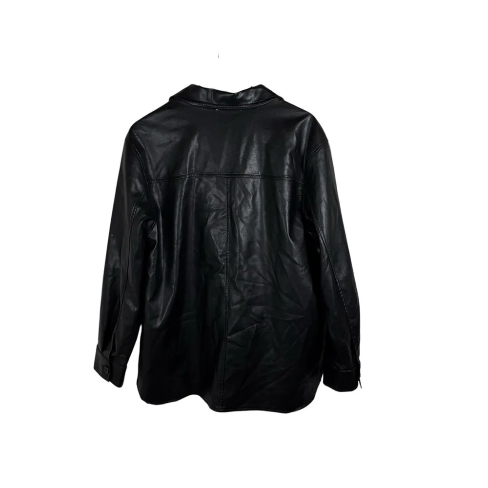 Altar’d State Women’s Oversized Button Down Leather Shacket Black Size L - Image 7