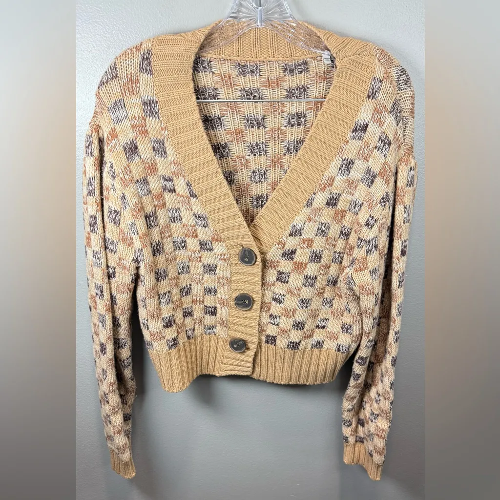 Rebecca Taylor NYC Women's Cropped Checkerboard Cardigan Size Large‎ - Image 2