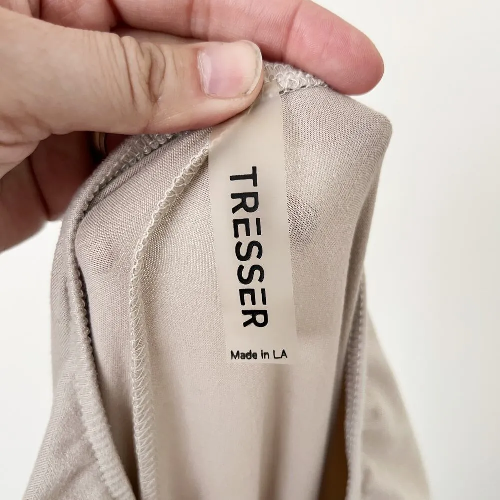 [TRESSER] Tan Criss Cross Tie Waist Ruched Low Rise Flare Leg Pants Size Small S - Image 12