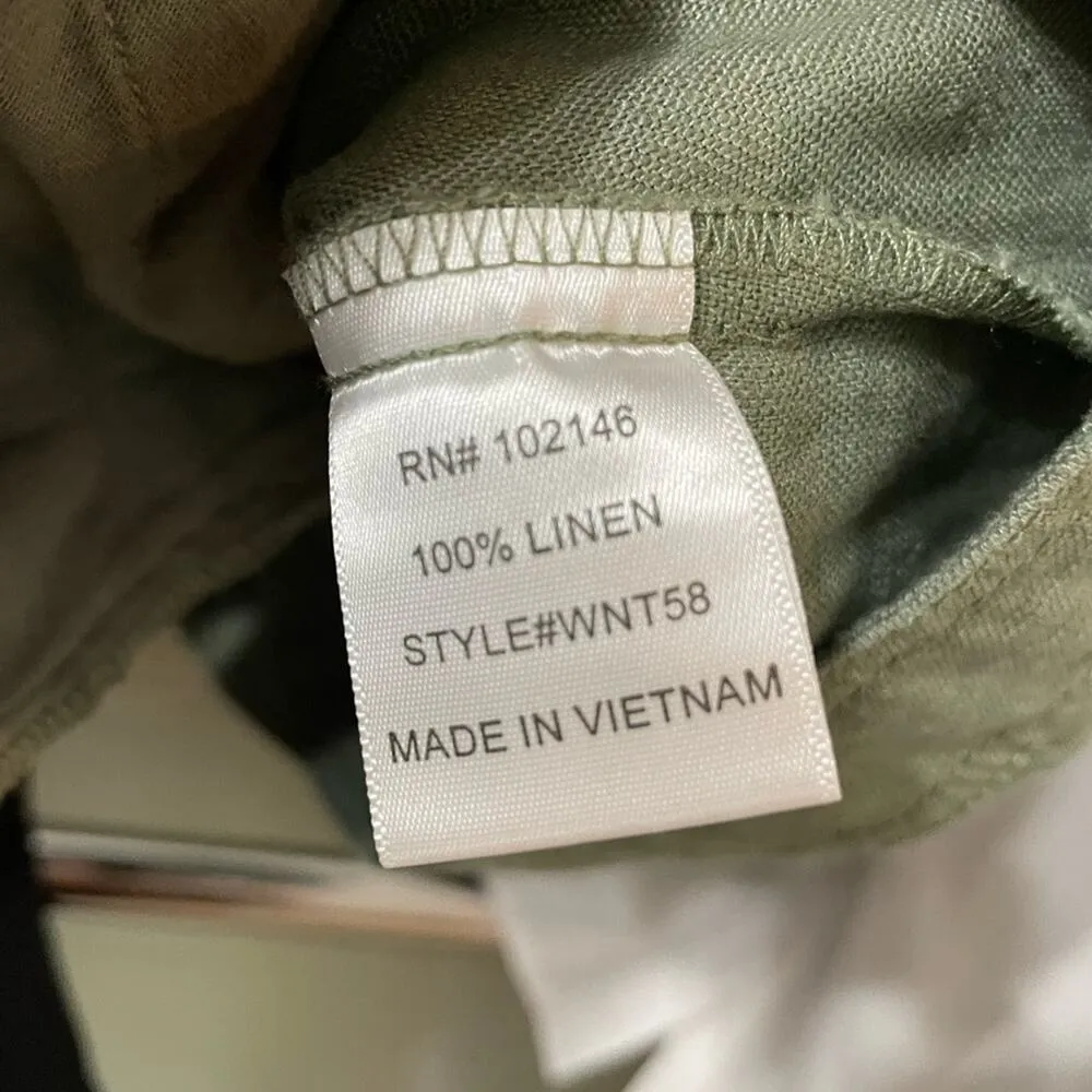 Michael Stars Green Linen Full Zip Sleeveless Jacket Vest Womens XS Utility Fall - Image 9