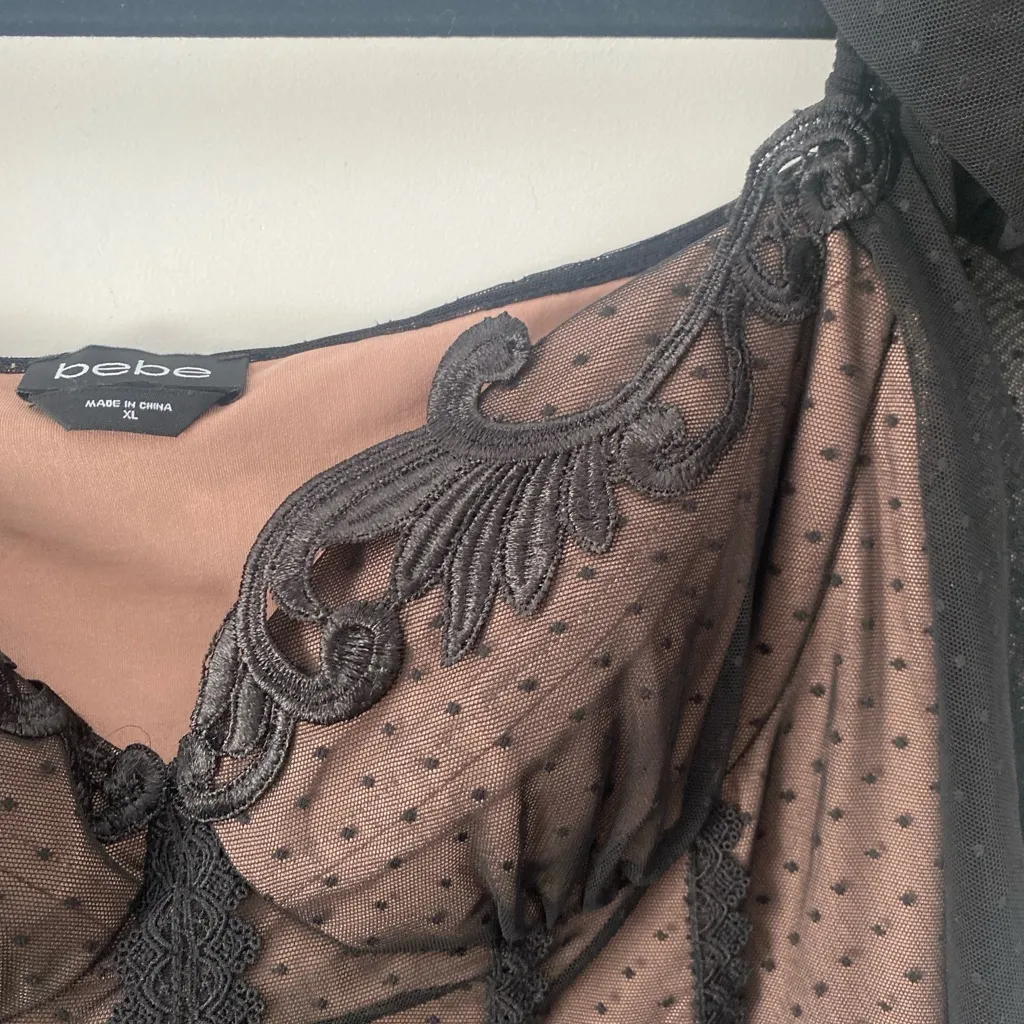 Bebe Lace Trim Black Bodysuit - Image 10