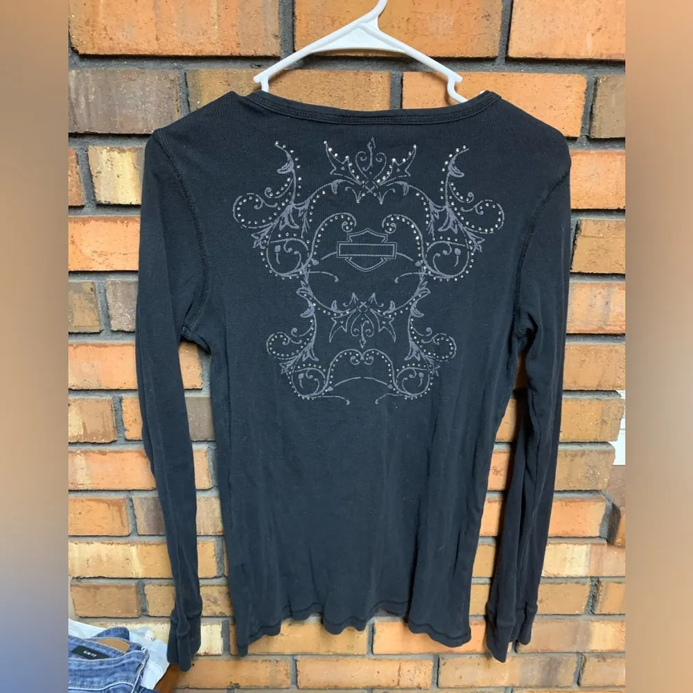 Women’s Harley Davidson Black Fitted Buttoned Blouse - Image 2