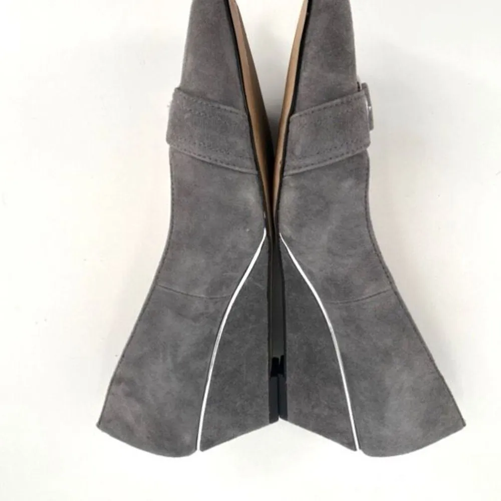 Talbots‎ Women's Laney Kendall Suede Almond Toe Buckle Wedge Heels Gray Size 6 - Image 6