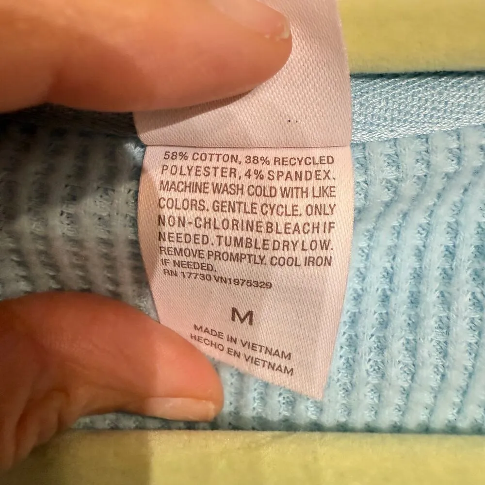 Auden Baby Blue Waffle Knit Front Zip Hooded Sweater Sz M Size M - Image 7