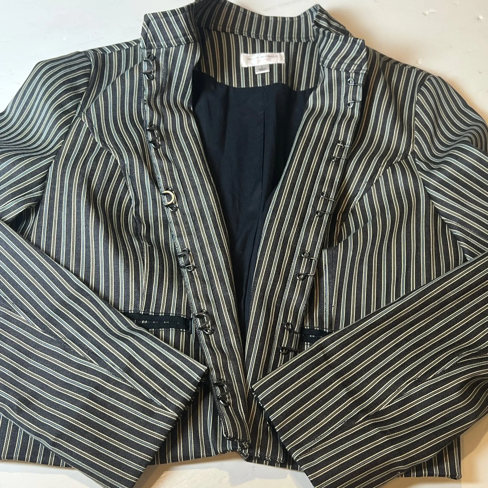 Isaac Mizrahi Striped Cropped Blazer Jacket Size L - Image 5