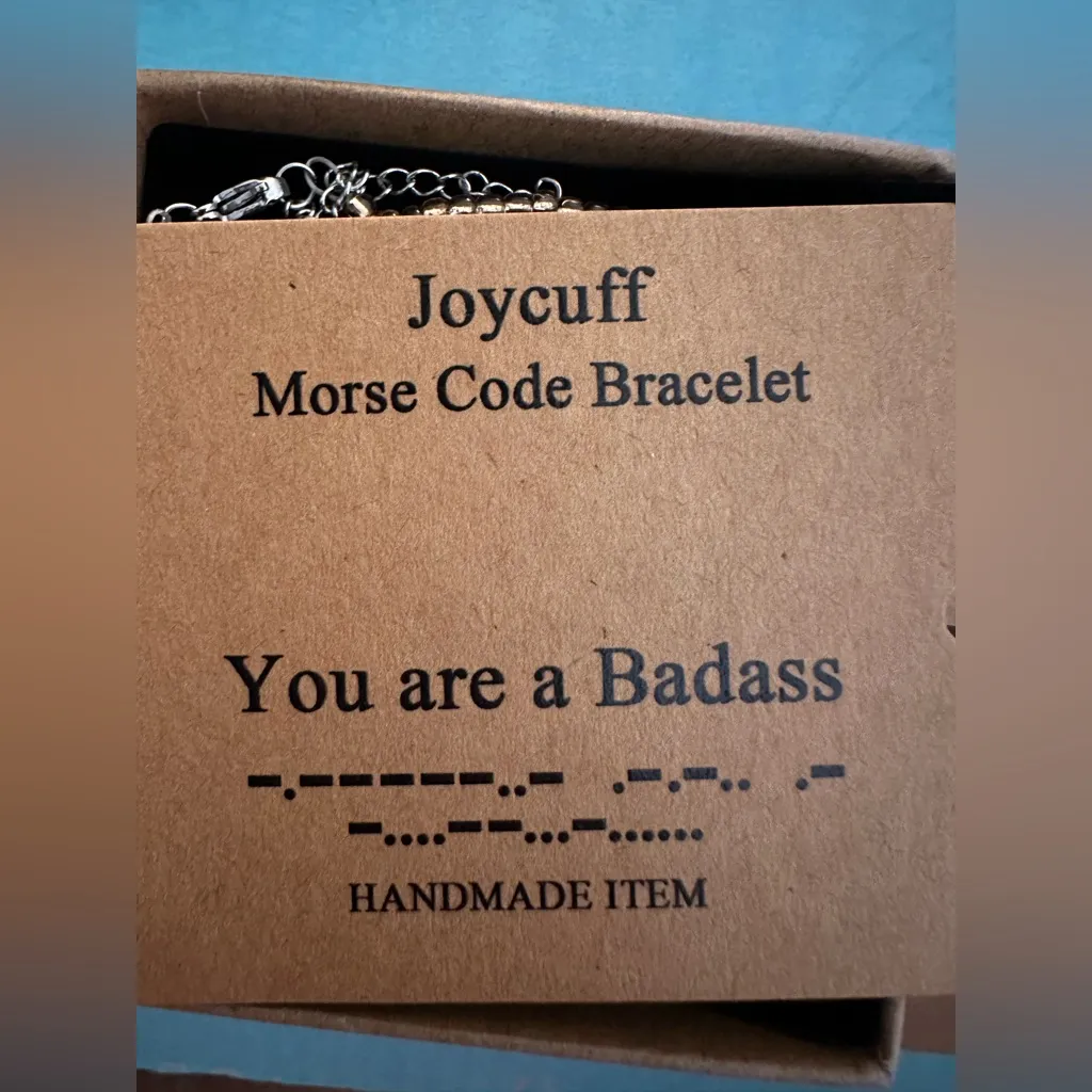 Joycuff Gold Beaded Badass Morse Code Bracelet NWT - Image 4