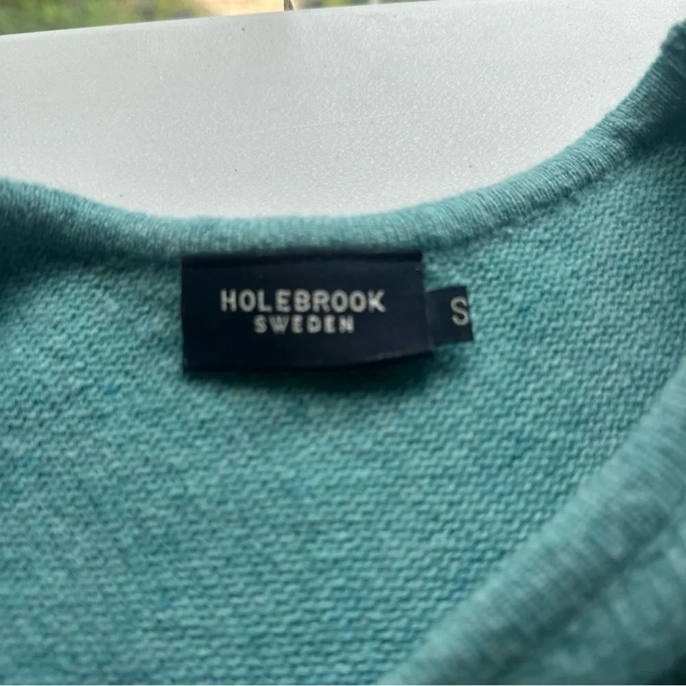 Holebrook Sweden Women’s Split Back Wool Sweater Aqua Size S Blue - Image 11