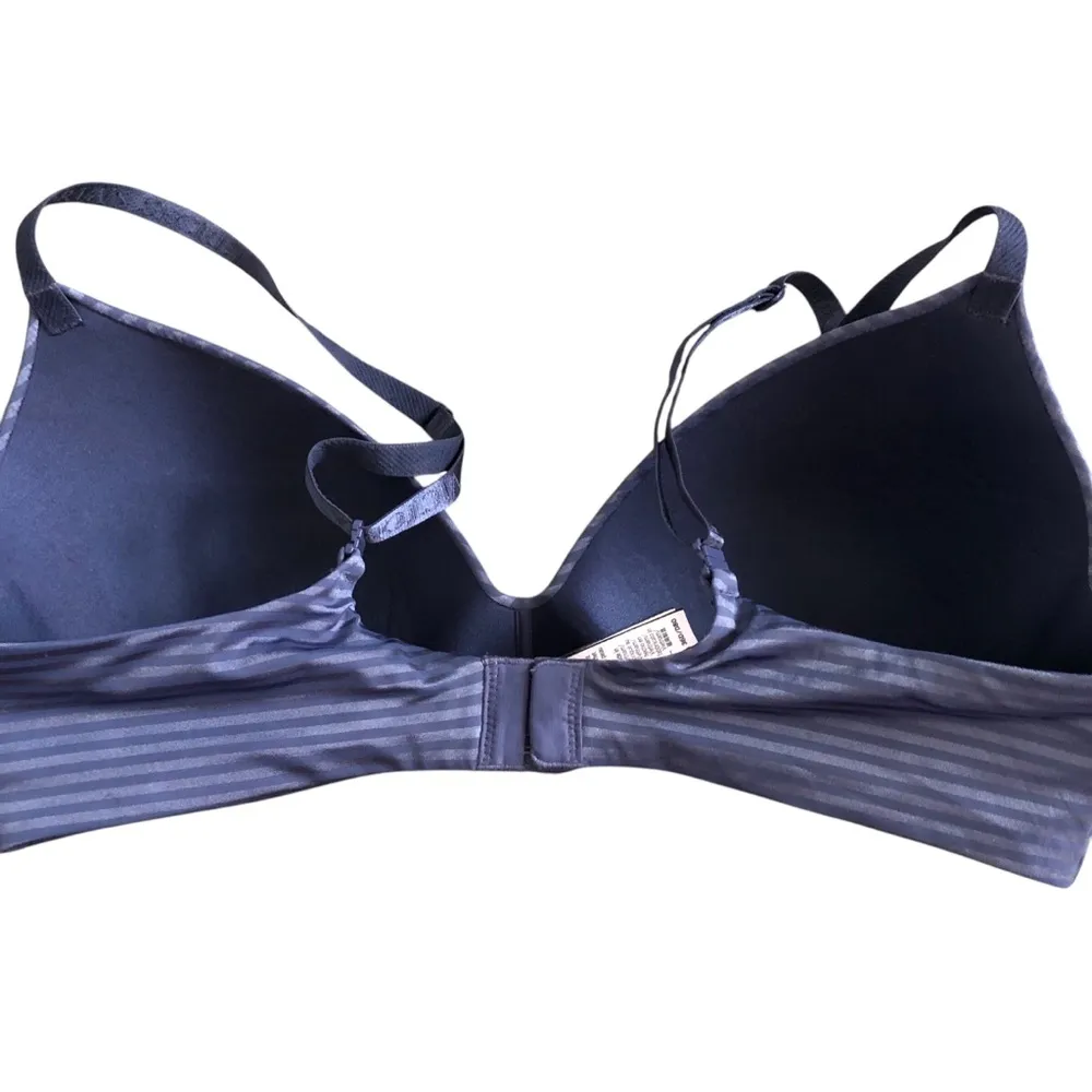 Victoria’s Secret dark blue striped lightly lined wireless t shirt bra 36D - Image 2
