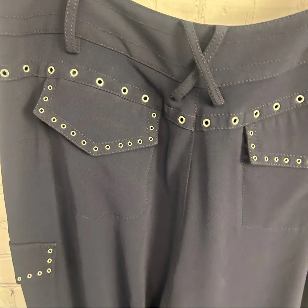 10 Crosby Derek Lam trendy navy blue preppy grommet embellished pants size 8 - Image 7