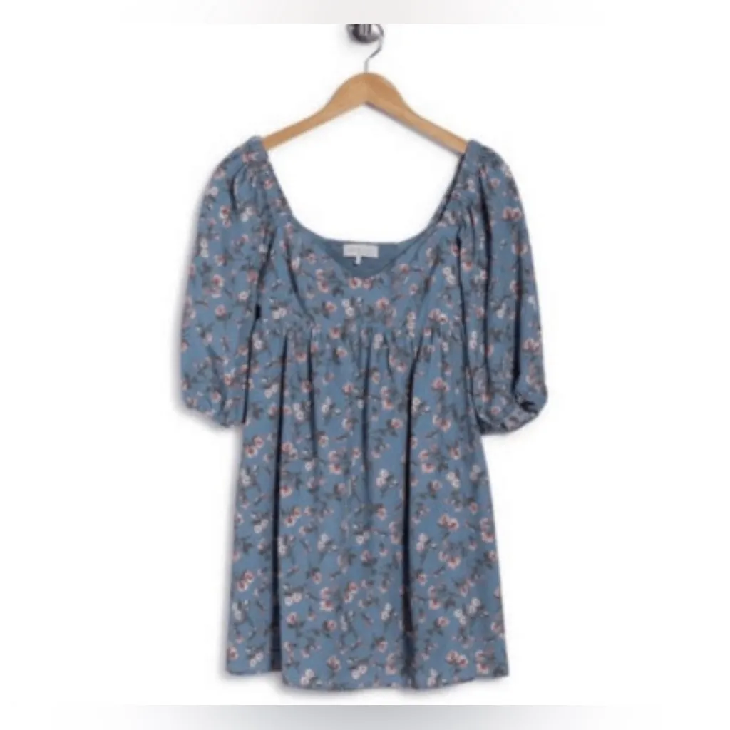 Wayf dusty blue floral baby doll‎ dress size XS NWT - Image 4